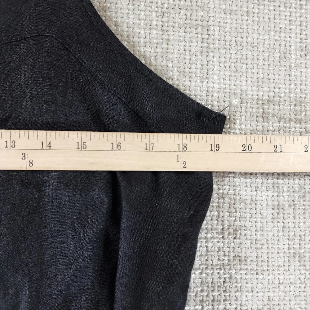 Everlane Linen Picnic Jumpsuit Womens 12 Black Button Belted Adjustable Straps
